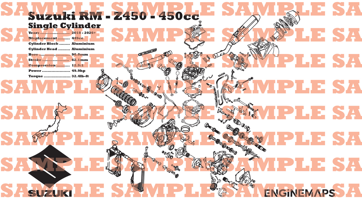 Suzuki RM-Z450 450cc Exploded View Banner