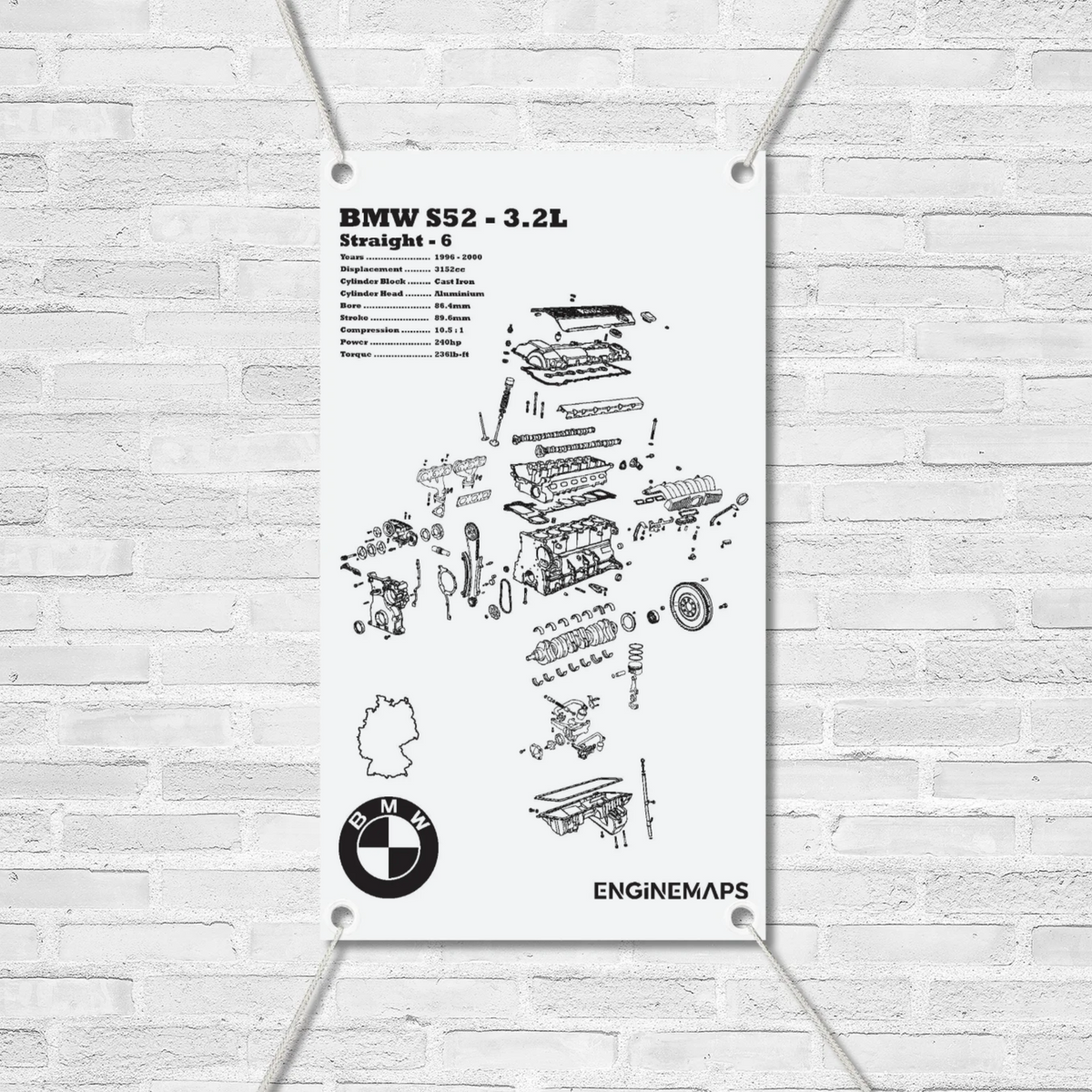 Exploded Bmw BMW S52 3.2L exploded view banner – EngineMaps