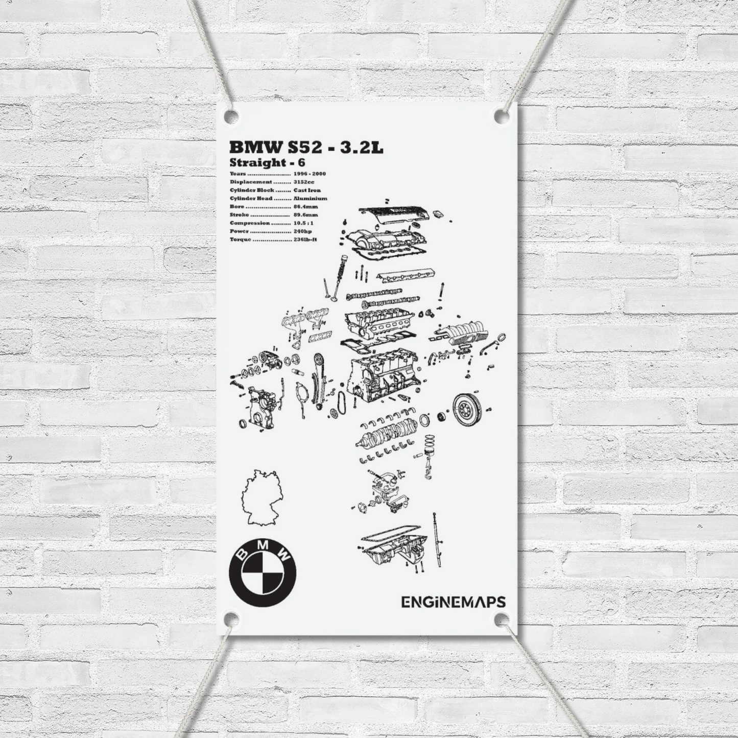 BMW S52 3.2L exploded view banner