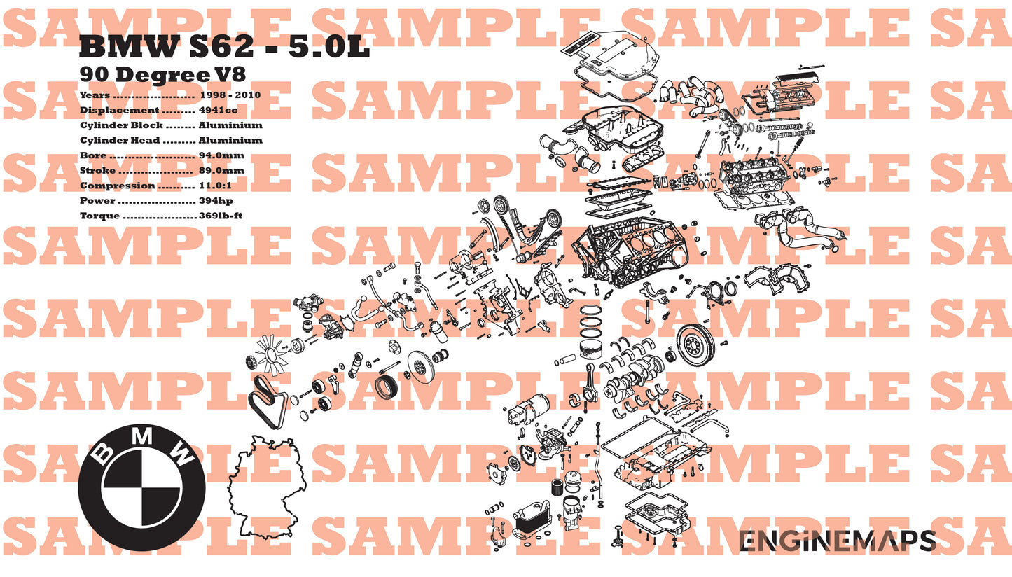 BMW S62 5.0L exploded view banner