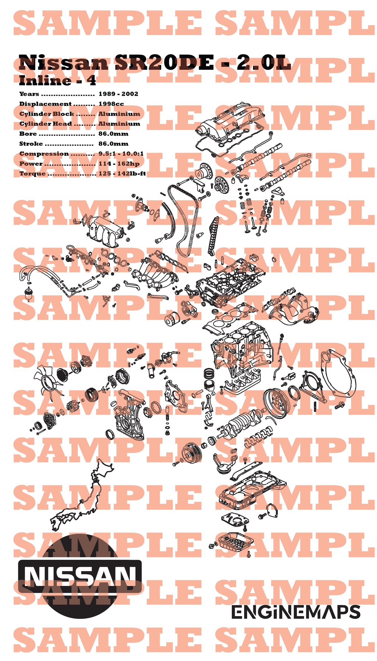 Nissan SR20DE 2.0L Exploded View Banner