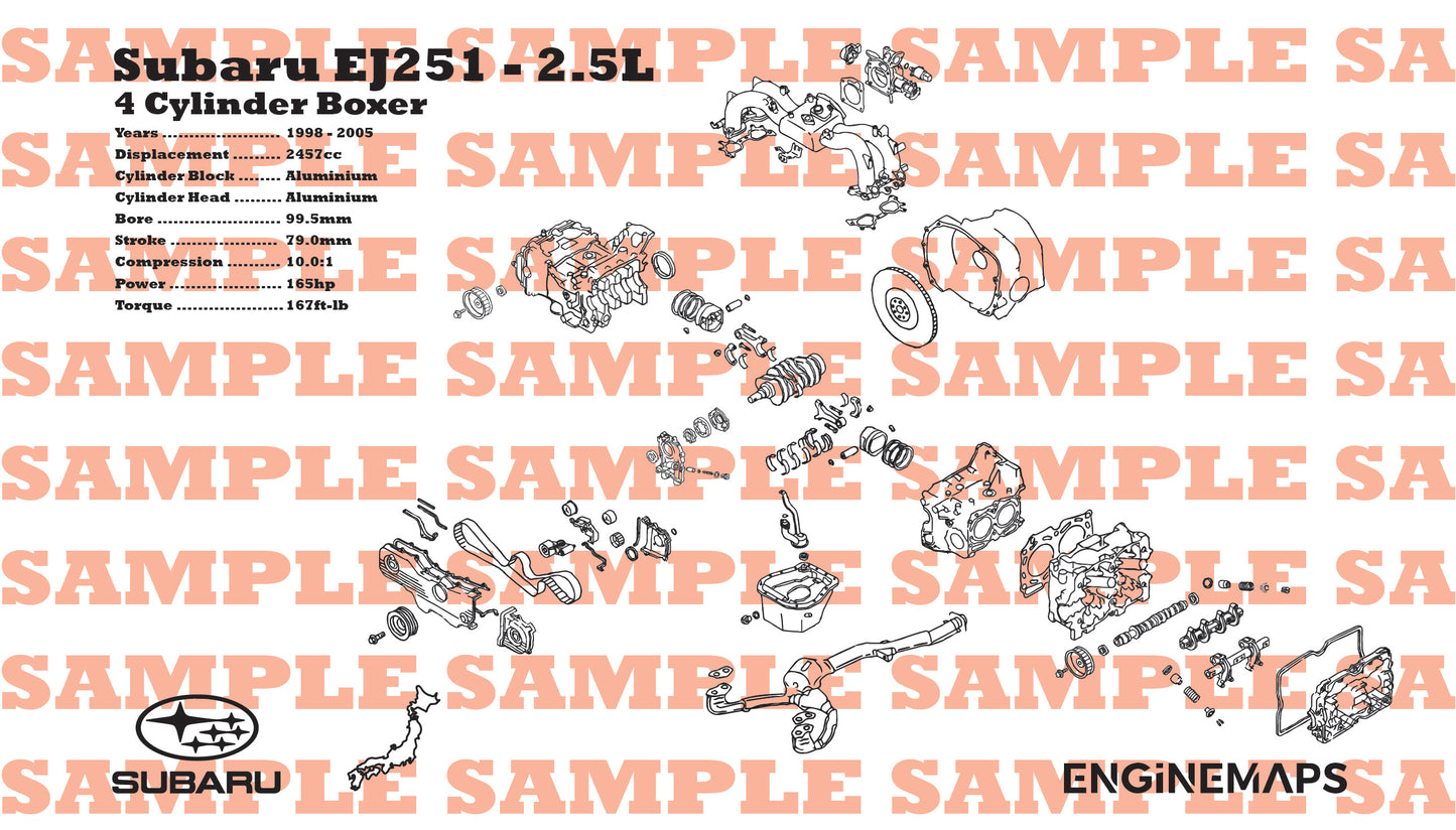 Subaru EJ251 2.5L Exploded View Banner