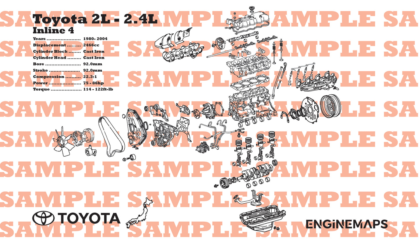 Toyota 2L 2.4L Exploded View Banner