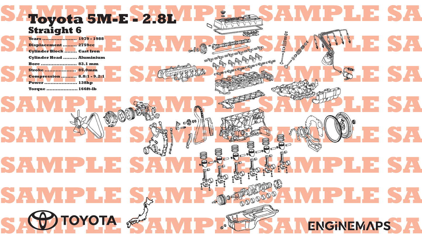 Toyota 5M-E 2.8L Exploded View Banner