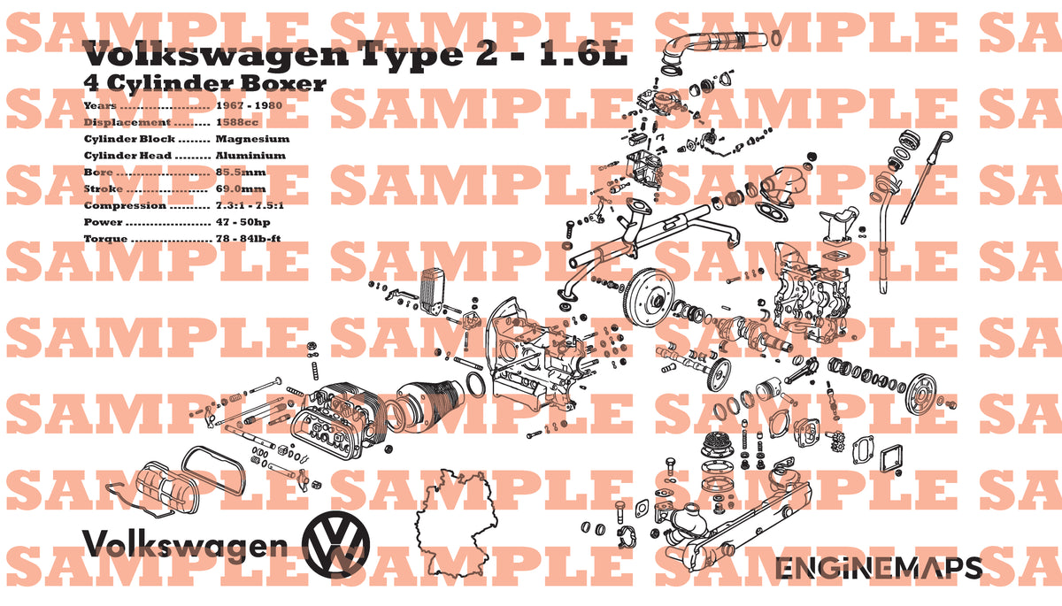 Volkswagen Type 2 1.6L Exploded View Banner