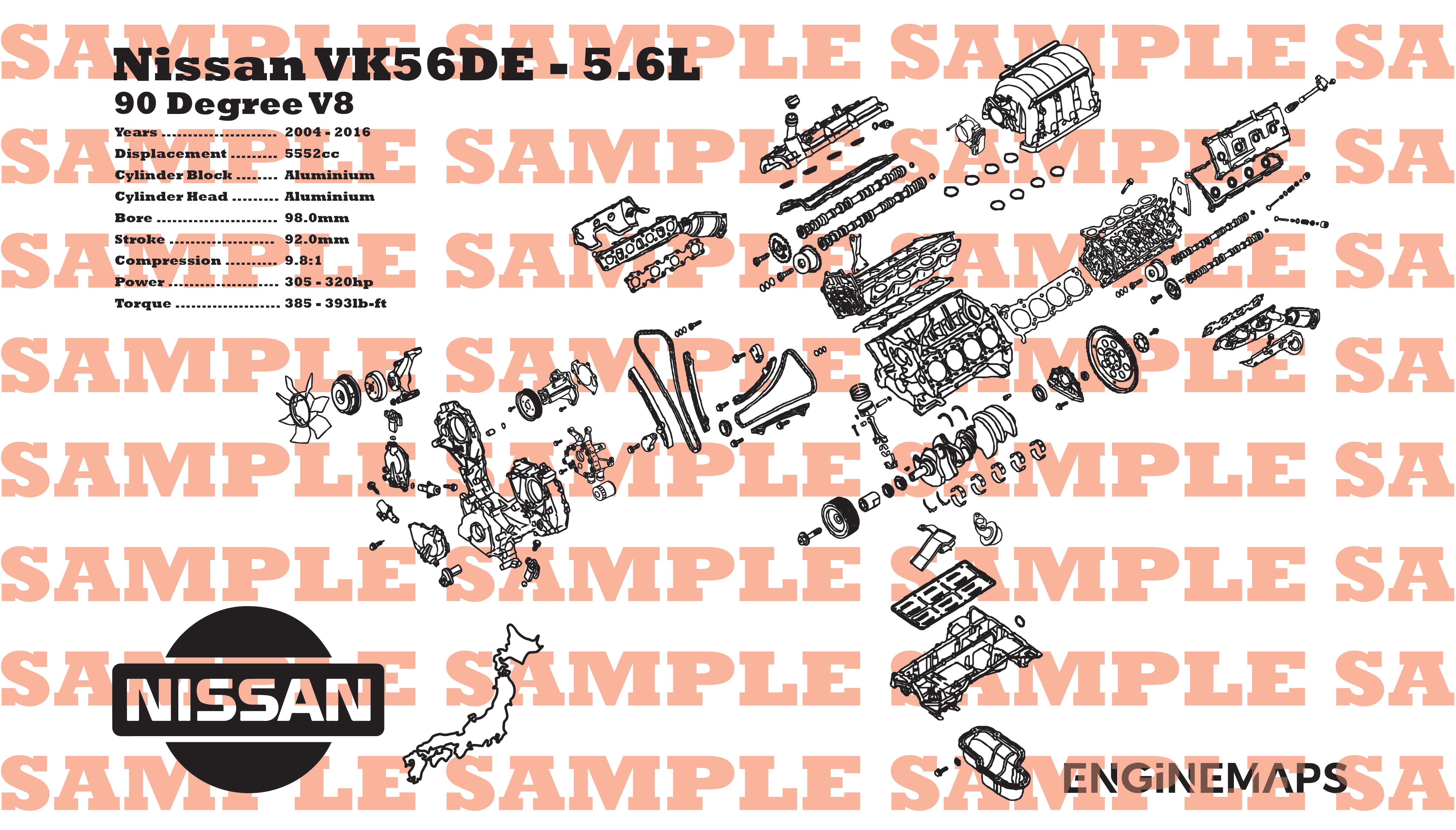 Nissan VK56DE [WITH VCT] 5.6L Exploded View Banner – EngineMaps