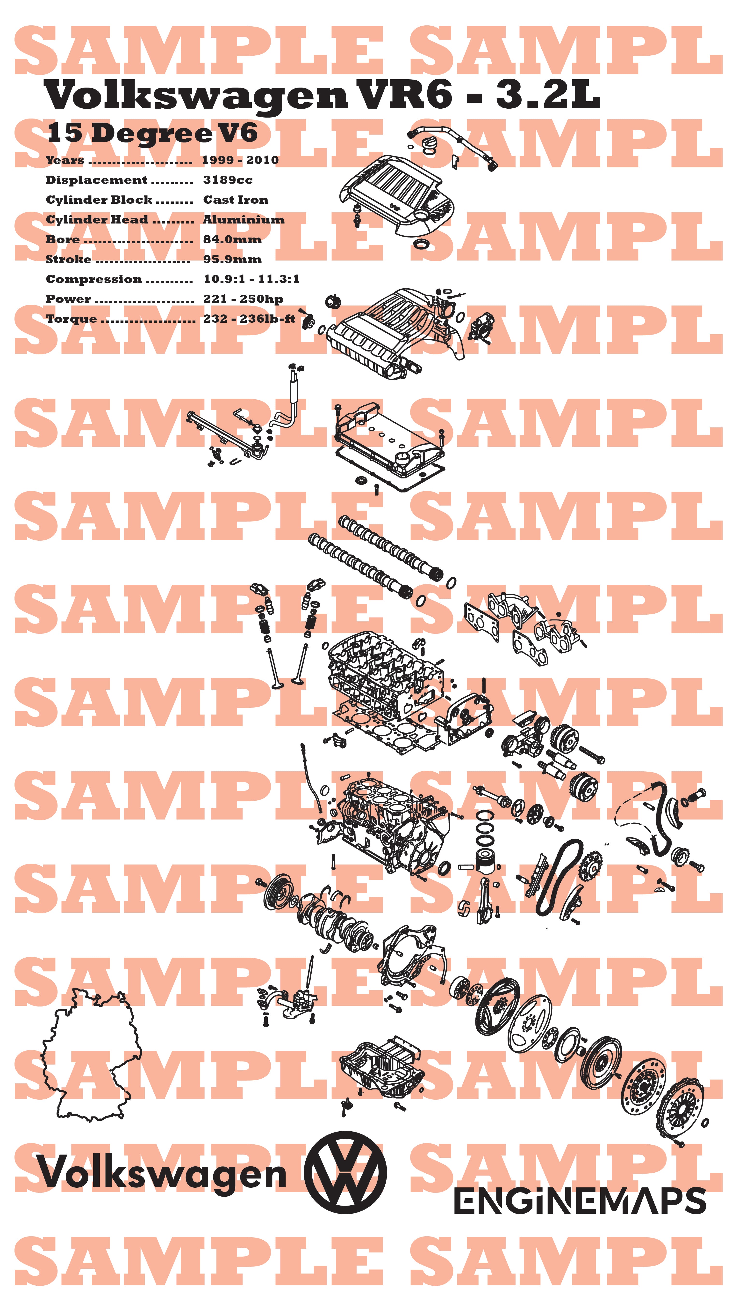 Vr6 Engine Dimensions Volkswagen VR6 24 valve 3.2L Exploded View Banner – EngineMaps