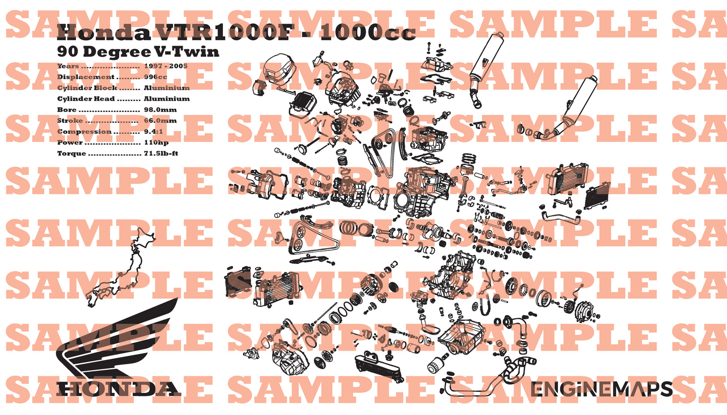 Honda VTR1000F 1000cc (Firestorm / Superhawk) Exploded View Banner