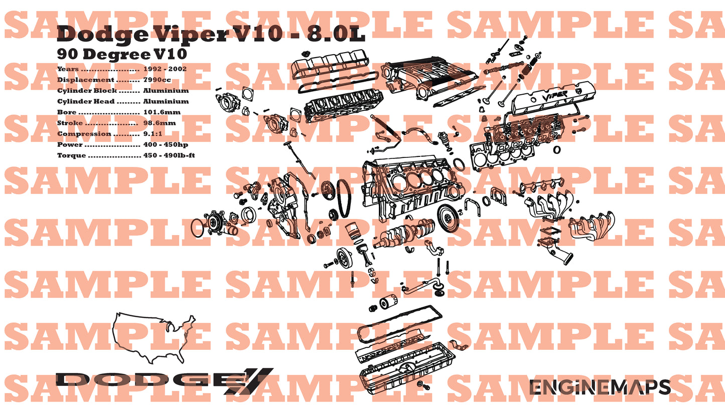 Dodge Viper v10 8.0L Exploded View Banner