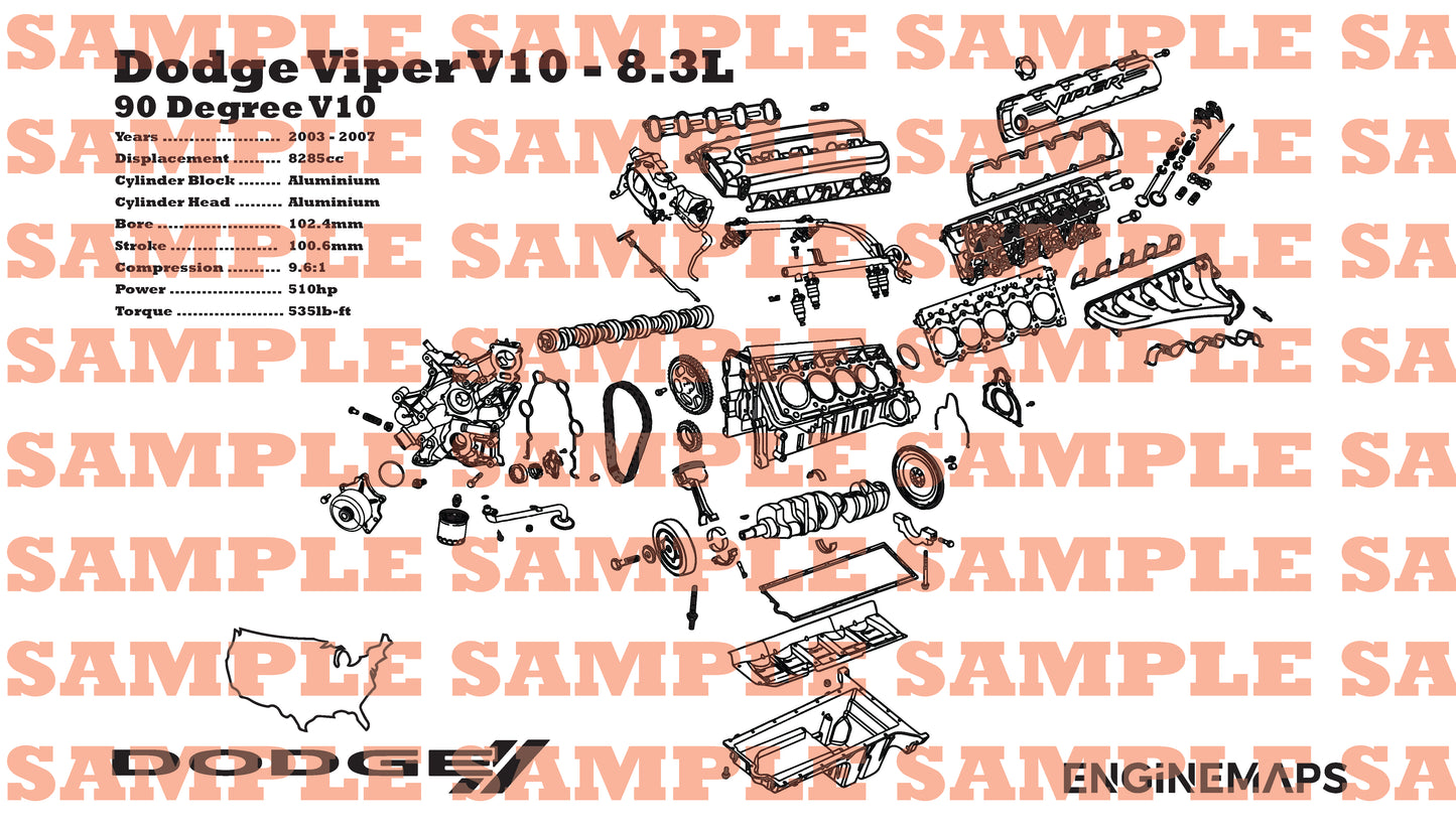 Dodge Viper v10 8.3L Exploded View Banner