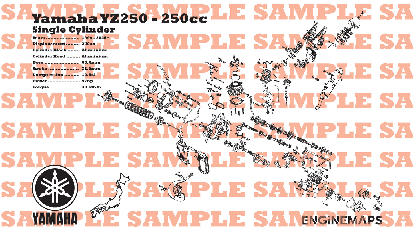 Yamaha YZ250 250cc Exploded View Banner