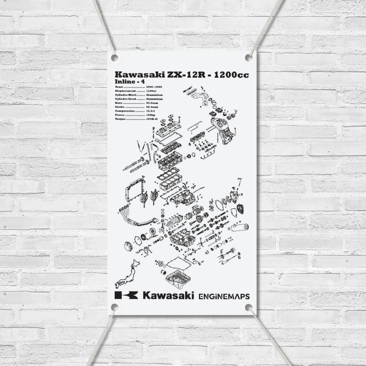 Kawasaki ZX12R 1200cc Exploded View Banner