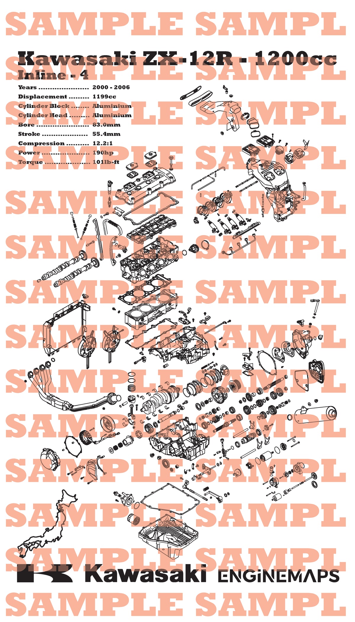 Kawasaki ZX12R 1200cc Exploded View Banner